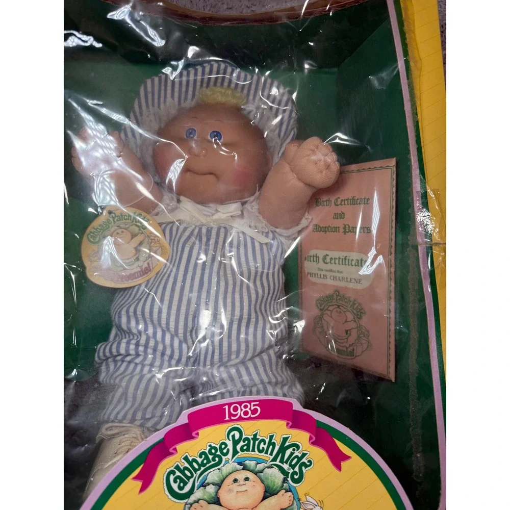 Vintage 1985 Cabbage Patch Kids Preemie March of Dimes Blue Eyes Blonde Doll NEW